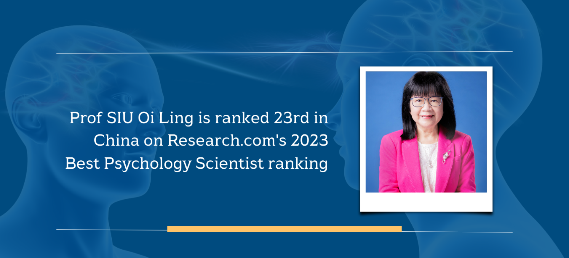Prof SIU Oi Ling is ranked 23rd in China on Research.com's 2023 Best Psychology Scientist ranking