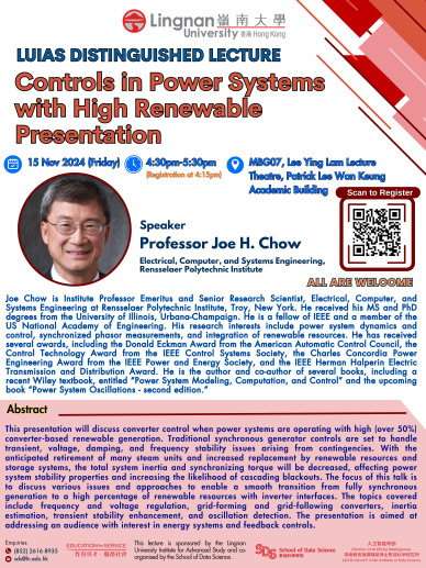 Controls in Power Systems with High Renewable Presentation