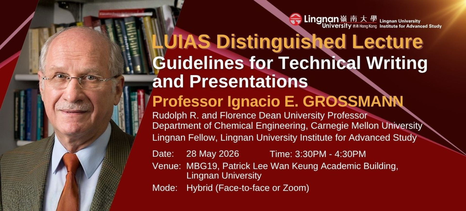 LUIAS Distinguished Lecture by Prof Ignacio Grossmann