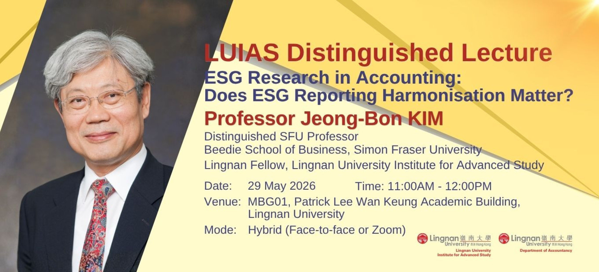 LUIAS Distinguished Lecture by Prof Jeong Bon Kim