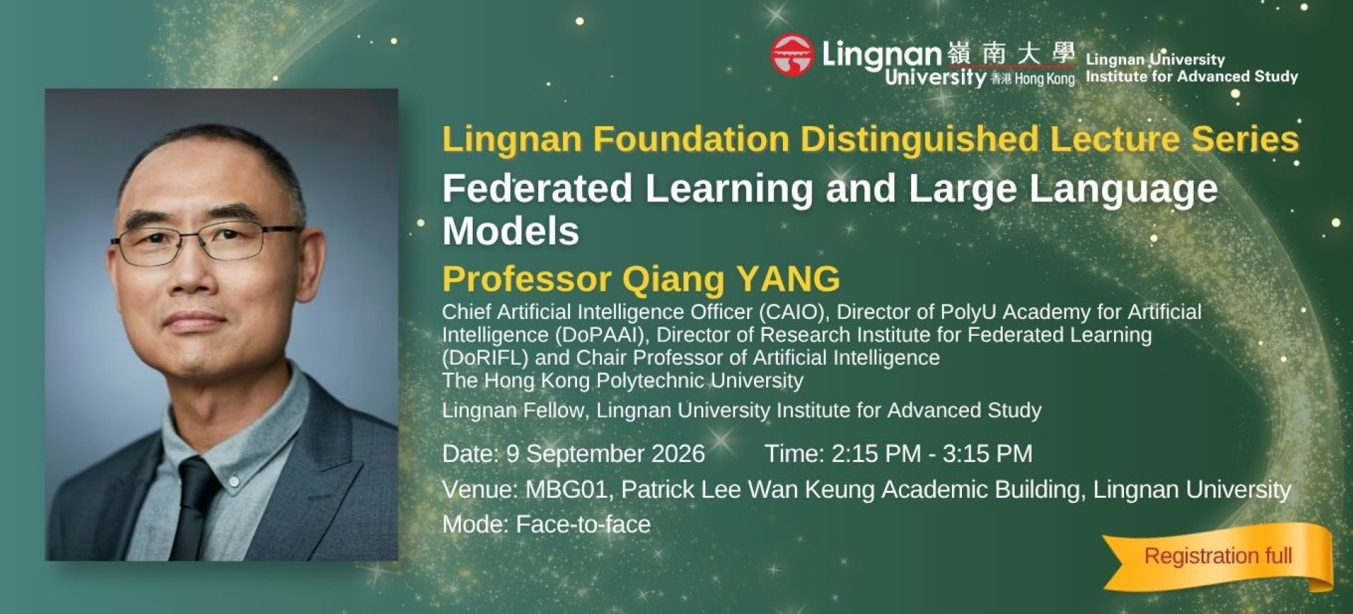 Lingnan Foundation Distinguished Lecture by Prof Qiang Yang