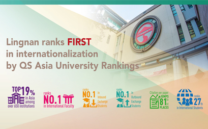 Lingnan ranks FIRST in internationalisation by QS Asia University Rankings 2021