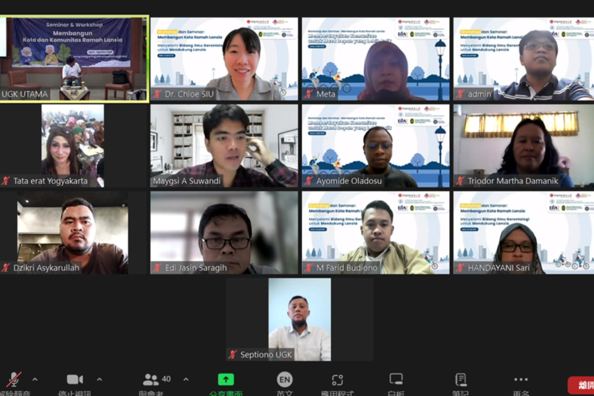 The School of Graduate Studies at Lingnan University, in partnership with Universitas Gadjah Mada, Universitas Gunung Kidul, and Elderly Rights Advocacy Treatment (ERAT) in Indonesia, recently co-hosted the third and fourth age-friendly city (AFC) seminars on the 22nd and 31st of July 2024, signalling the conclusion of the AFC seminar series in Indonesia. The seminars aimed to share Hong Kong's expertise in developing age-friendly cities to enhance understanding and implementation of age-friendliness in other regions. Dr. Chloe SIU from the School of Graduate Studies and Institute of Policy Studies at Lingnan University led the seminars, focusing on the application of gerontechnology to promote age-friendly cities. An average of 99 participants, both online and onsite, attended the seminars on the 22nd and 31st of July 2024. After the sharing by Dr. Chloe Siu, the participants were treated to a virtual tour of the LU Jockey Club Gerontech-X Lab, offering an immersive experience with technological tools designed to enhance the quality of life for older adults. Feedback from an evaluation survey conducted on all four seminars held between April and July 2024 revealed a significant increase in understanding of AFC principles and practices among Indonesian participants. Prior to the seminars, only 16.4% and 20.1% rated their understanding of AFC as"very good" and"excellent". However, post-seminars, these figures surged to 38.2% and 47.3%, respectively, showcasing the seminars' impact on the participants’ knowledge of AFC. Looking ahead, the project will progress to the next phase with workshops scheduled in Gunungkidul regency and Yogyakarta city of Indonesian, on the 26th and 27th of August 2024. These workshops aim to train participants to act as AFC ambassadors, guiding them on assessing an ideal"Age-friendly City/Community" and elucidating how diverse stakeholders can contribute to building age-friendly environments. The training will revolve around four AFC domains: social participation, respect and social inclusion, communication and information, community support, and health services. The success of the seminars in Indonesia underscores Lingnan University's commitment to fostering age-friendly cities and communities across the region.