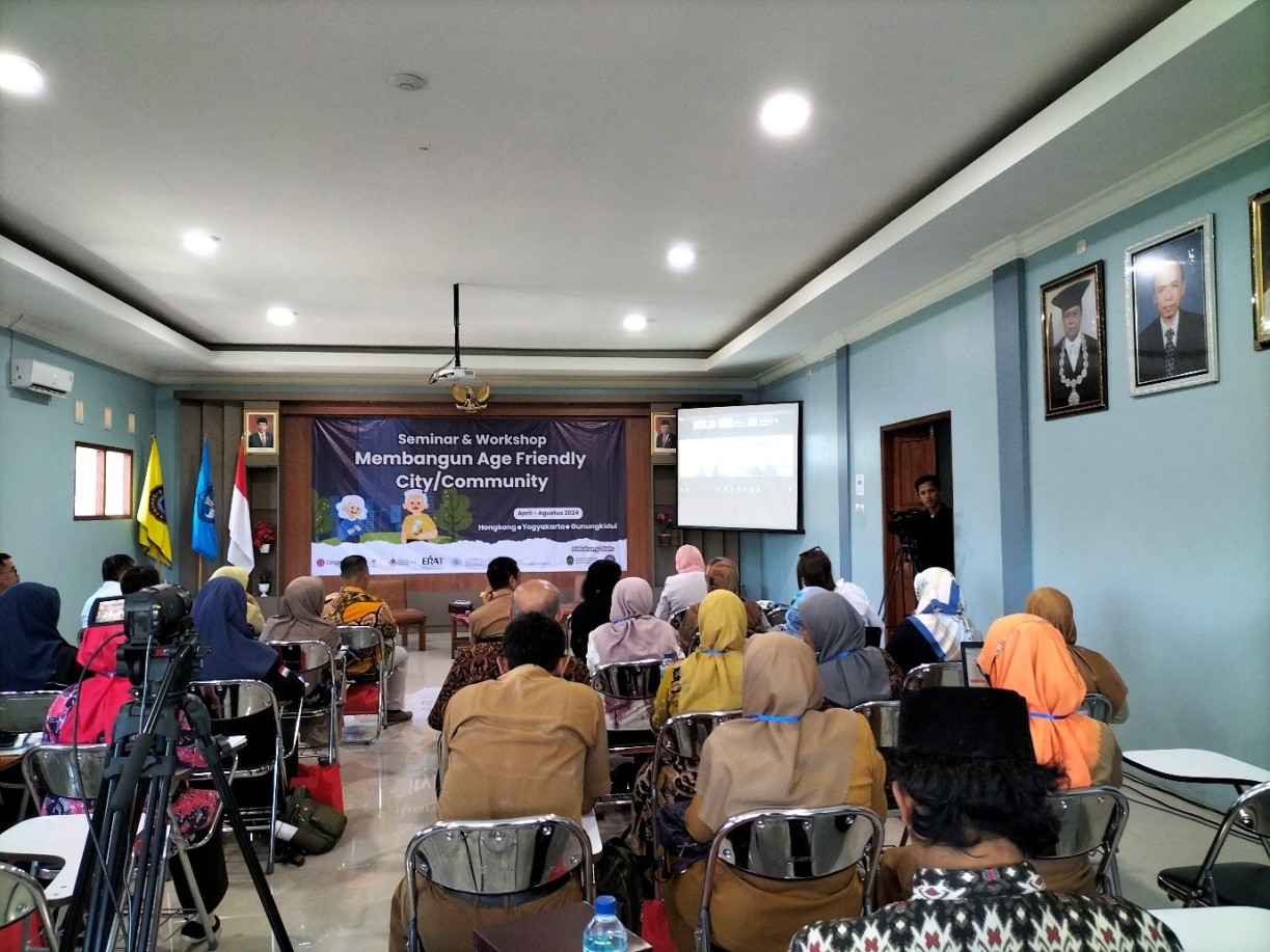 The School of Graduate Studies at Lingnan University, in partnership with Universitas Gadjah Mada, Universitas Gunung Kidul, and Elderly Rights Advocacy Treatment (ERAT) in Indonesia, recently co-hosted the third and fourth age-friendly city (AFC) seminars on the 22nd and 31st of July 2024, signalling the conclusion of the AFC seminar series in Indonesia. The seminars aimed to share Hong Kong's expertise in developing age-friendly cities to enhance understanding and implementation of age-friendliness in other regions. Dr. Chloe SIU from the School of Graduate Studies and Institute of Policy Studies at Lingnan University led the seminars, focusing on the application of gerontechnology to promote age-friendly cities. An average of 99 participants, both online and onsite, attended the seminars on the 22nd and 31st of July 2024. After the sharing by Dr. Chloe Siu, the participants were treated to a virtual tour of the LU Jockey Club Gerontech-X Lab, offering an immersive experience with technological tools designed to enhance the quality of life for older adults. Feedback from an evaluation survey conducted on all four seminars held between April and July 2024 revealed a significant increase in understanding of AFC principles and practices among Indonesian participants. Prior to the seminars, only 16.4% and 20.1% rated their understanding of AFC as"very good" and"excellent". However, post-seminars, these figures surged to 38.2% and 47.3%, respectively, showcasing the seminars' impact on the participants’ knowledge of AFC. Looking ahead, the project will progress to the next phase with workshops scheduled in Gunungkidul regency and Yogyakarta city of Indonesian, on the 26th and 27th of August 2024. These workshops aim to train participants to act as AFC ambassadors, guiding them on assessing an ideal"Age-friendly City/Community" and elucidating how diverse stakeholders can contribute to building age-friendly environments. The training will revolve around four AFC domains: social participation, respect and social inclusion, communication and information, community support, and health services. The success of the seminars in Indonesia underscores Lingnan University's commitment to fostering age-friendly cities and communities across the region.