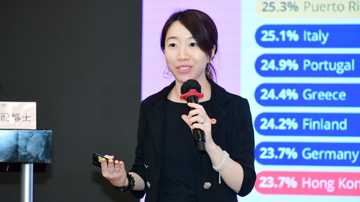 Dr Chloe Siu Pui-yee, Senior Lecturer at Lingnan University’s School of Graduate Studies, delivers a speech at the conference.