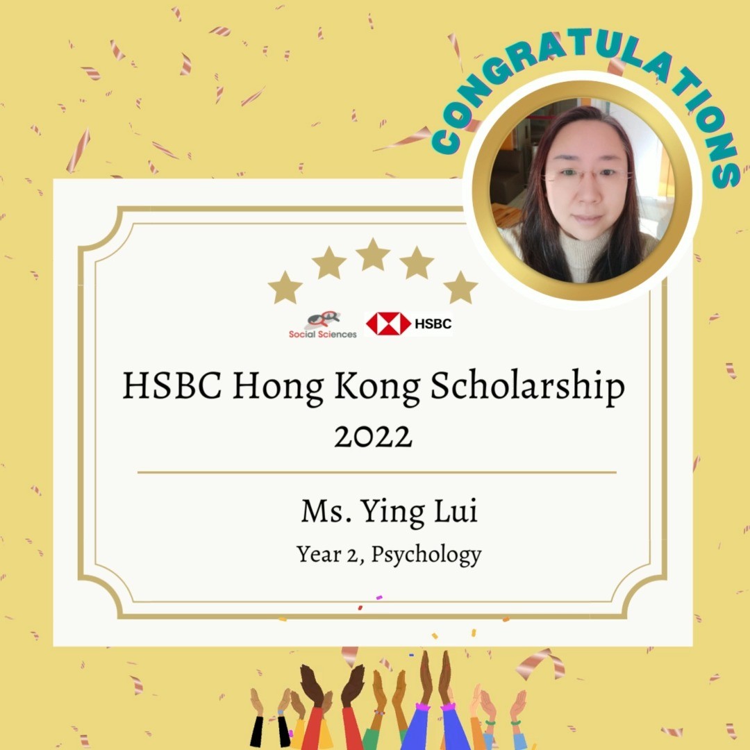 Picture of HSBC Hong Kong Scholarship 2020, Ms. Ying Lui from Psychology (Year 2 student)
