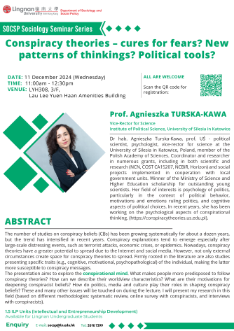 Conspiracy theories – cures for fears? New patterns of thinkings? Political tools?