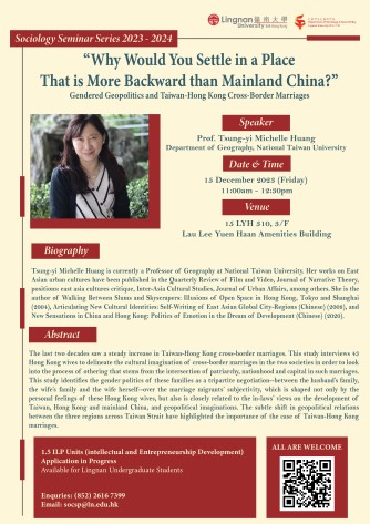 "Why Would you Settle in a Place That is More Backward than Mainland China?" Gendered Geopolitics and Taiwan-Hong Kong Cross-Border Marriages