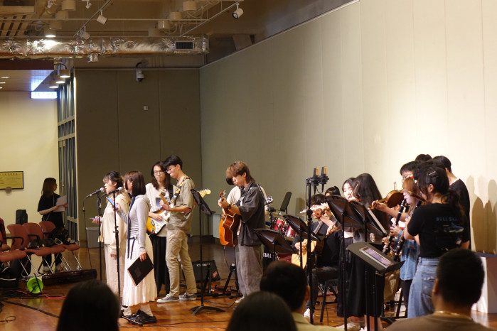 Students with different music talents showed their result from practising in Instrumental Ensemble 