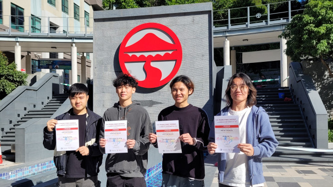 (From left to right) Award-winning WJYSIS SCEM students Wong Ka-him, Don Leung Tsz-hing, Zion Wong Shek-on and Wong Sik-yin.